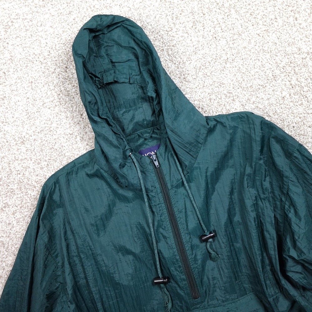 Honors Vintage Green Nylon Windbreaker Hooded Quarter Zip Pullover Jacket Small